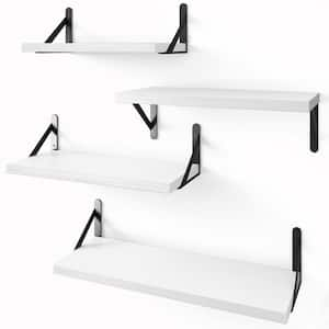 16.5-in W x 6. 1in D x 4.3-in H in White Assembled Floating Shelf, Wall Mounted Wood Shelves (Set of 4)