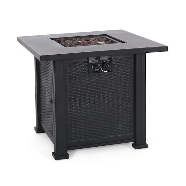 Noble House Larry Black Square Metal Outdoor Patio Fire Pit