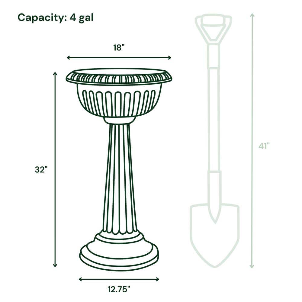 Black 32" Tall Round Resin Grecian Urn Planter