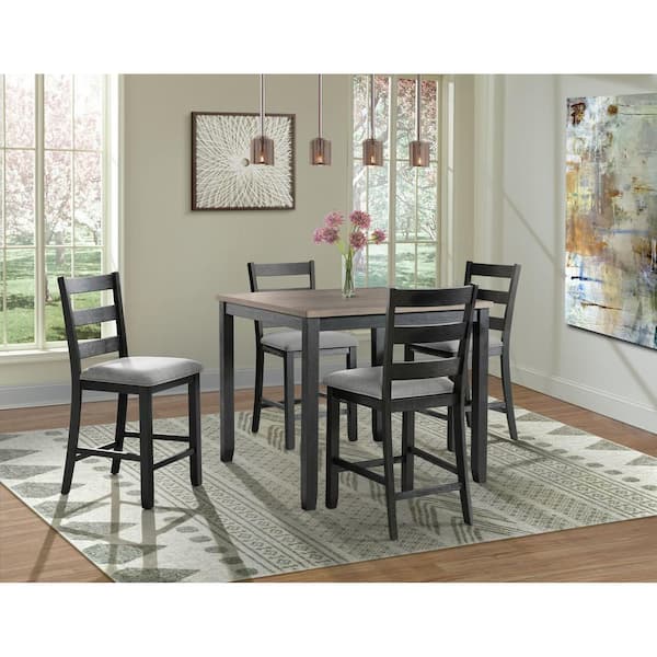 Picket House Furnishings Picket House Furnishings Kona Gray 5-Piece Counter Height Dining Set-Table and 4-Chairs