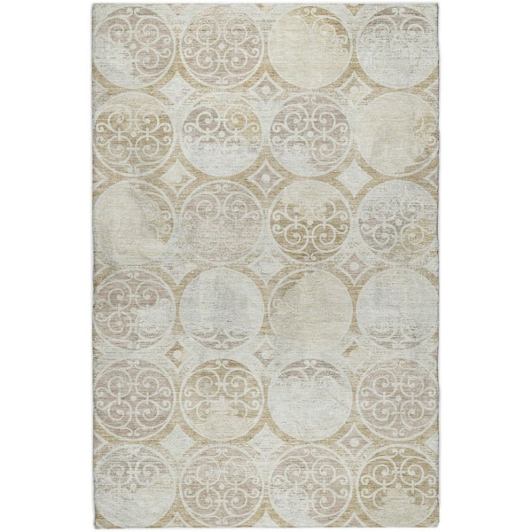 Dream Shag Premium Machine Washable Abstract ADS738 Ivory 10 ft. x 14 ft. Area Rug