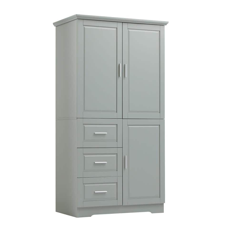 32.6 in. W x 19.6 in. D x 62.2 in. H Tall Bathroom Storage Cabinet Freestanding Linen Cabinet 3 Drawers Adjustable Shelf price history on PriceWatchPro