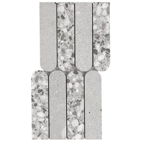 Ivy Hill Tile Bryant Fin Gray 3.93 in. x 0.39 in. Matte Porcelain Terrazzo Look Mosaic Floor and Wall Tile Sample