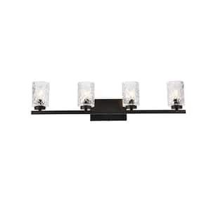 Home Living 32 in. 4-Light Black Vanity Light with Glass Shade