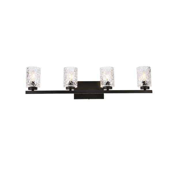 Unbranded Home Living 32 in. 4-Light Black Vanity Light with Glass Shade