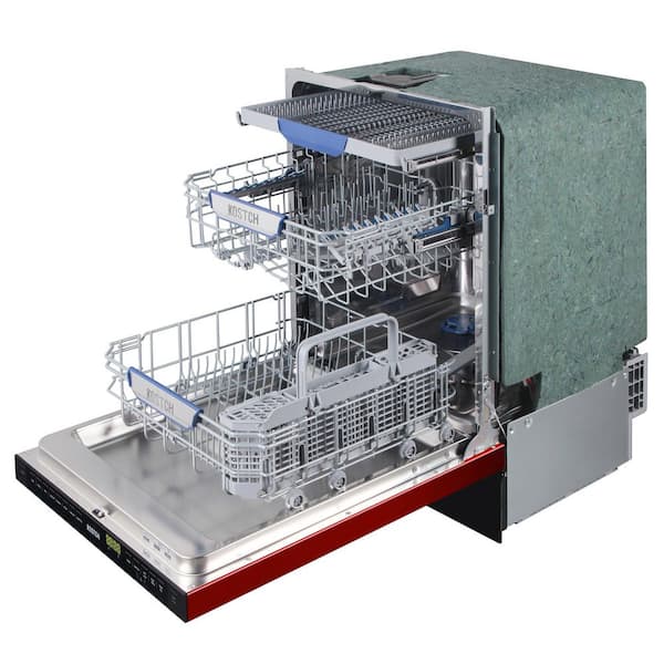 24 in. Top Control Built-In Tall Tub Dishwasher with Third Rack, Open, 45 dBA, ENERGY STAR in Red with Bronze Handle