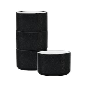 Colortex Stone Black 3.75 in., 9 fl.oz. Porcelain Mini Bowls, (Set of 4)