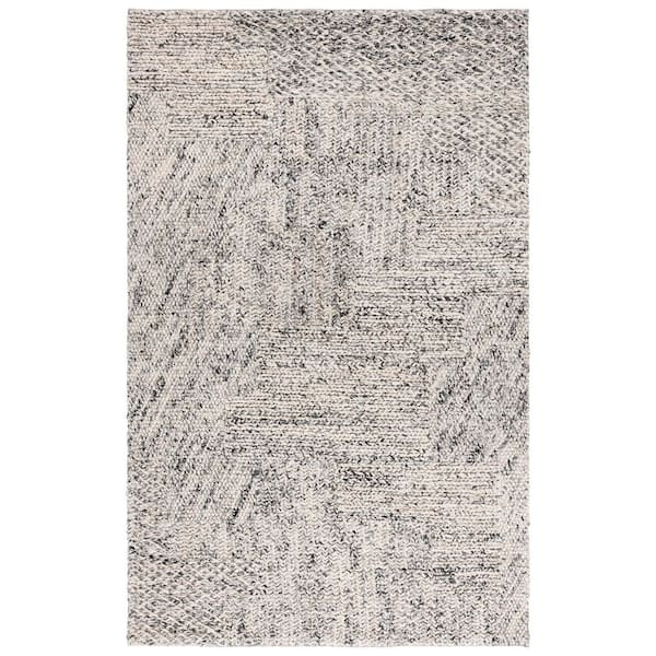 Natural Fiber 8 ft. x 10 ft. Black/Ivory Distressed Geometric Area Rug