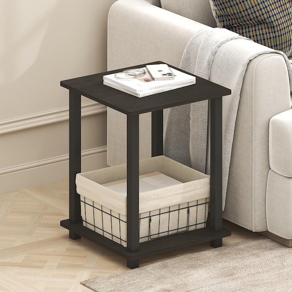 Simplistic15. 6 in. Black Espresso/Black Square Wood End Table