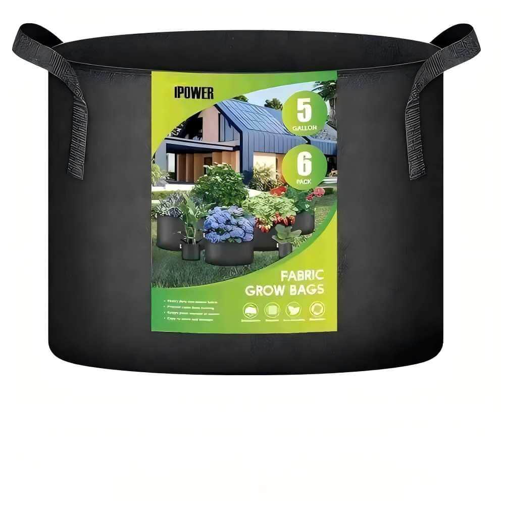 6-Pack 5 Gal. 300g Thick Fabric Heavy Duty Nonwoven Fabric Plant Grow Bag with Nylon Handles in Black price history on PriceWatchPro