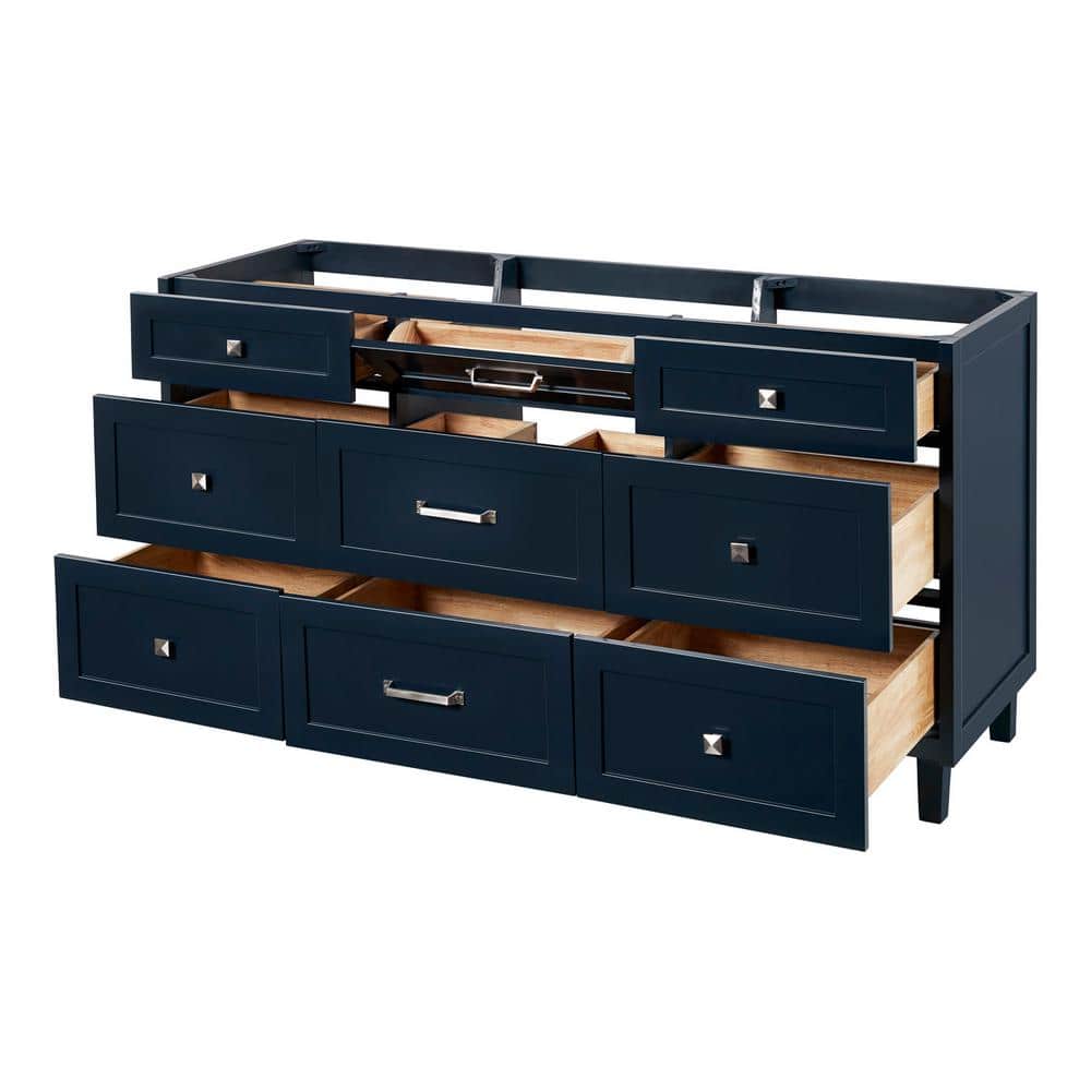Monroe Midnight Blue 66" Freestanding Wood Bath Vanity Cabinet
