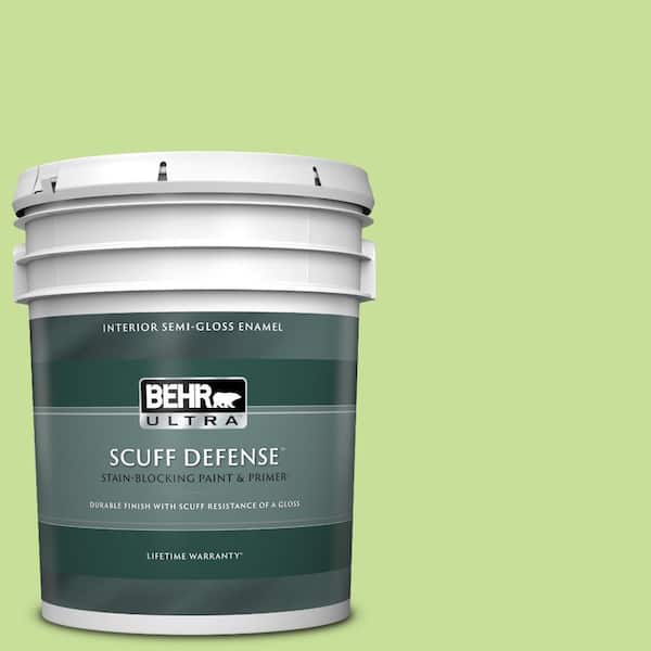 BEHR ULTRA 5 gal. #420A-3 Key Lime Extra Durable Semi-Gloss Enamel Interior Paint & Primer