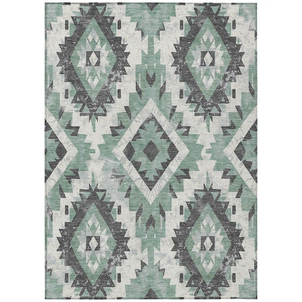 Chantille Machine Washable Indoor/Outdoor Abstract ACN1878 Seafoam 3 ft. x 5 ft. Accent Rug