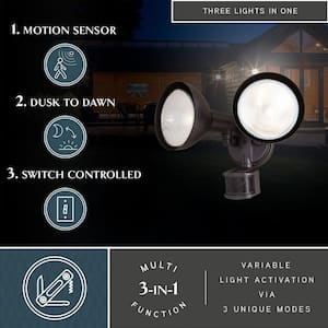 Bronze Motion Sensor Dusk to Dawn Outdoor Security Flood Light - 180-Degree Range - 70 ft.