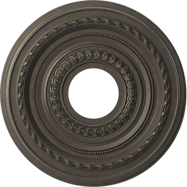 Ekena Millwork 13" O.D. x 3-1/2" I.D. x 3/4" P Cole Thermoformed PVC Ceiling Medallion in Universal Aged Metallic Weathered Steel
