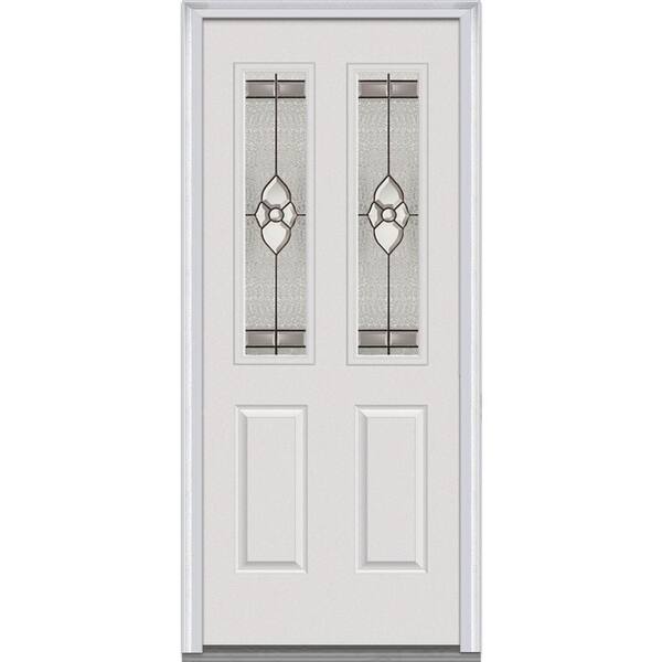 MMI Door 32 in. x 80 in. Master Nouveau Left-Hand 2-1/2 Lite 2-Panel Classic Primed Fiberglass Smooth Prehung Front Door
