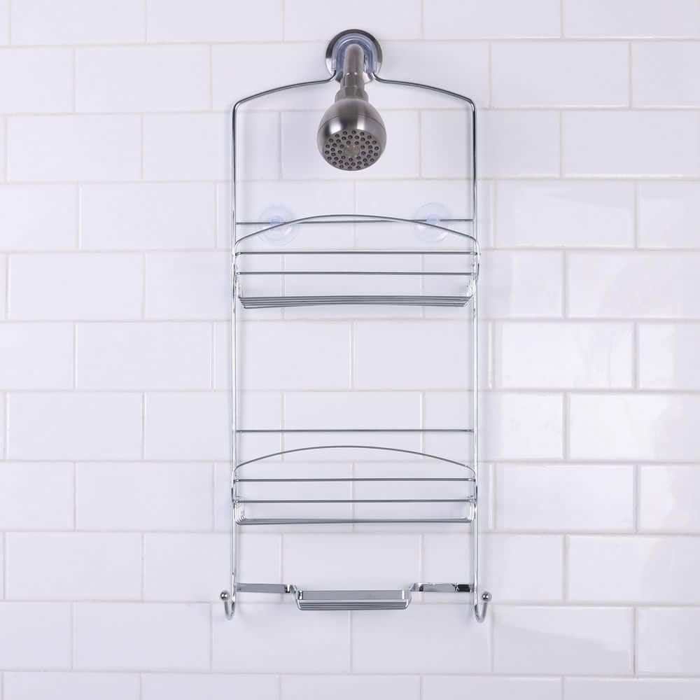Chrome Rectangular Suction Mount Metal Shower Caddy