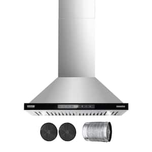 Wall Mount Range Hood, 30 in. Chimney-Style Ceiling Mount Vent, 800 CFM Stainless Steel Kitchen Stove Hood