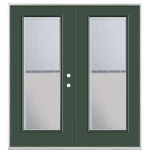 72 in. x 80 in. Conifer Steel Prehung Left-Hand Inswing Mini Blind Patio Door without Brickmold