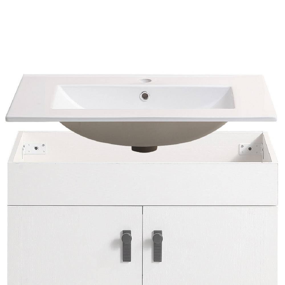 24 in. W x 19 in. D x 23 in. H Bathroom Vanity with Single Sink and White Ceramic Top 2-Doors Excluding Faucets, White price history on PriceWatchPro