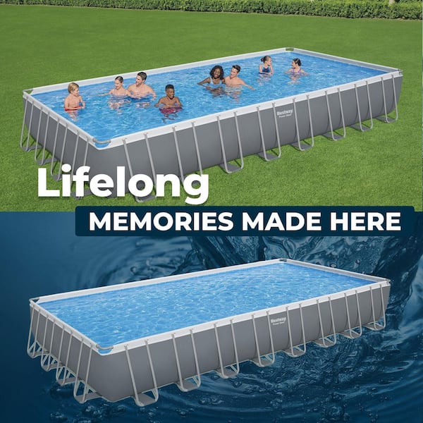 Bestway - Power Steel 31 ft. 4 in. x 16 ft. Rectangular 52 in. Deep Above Ground Pool Set