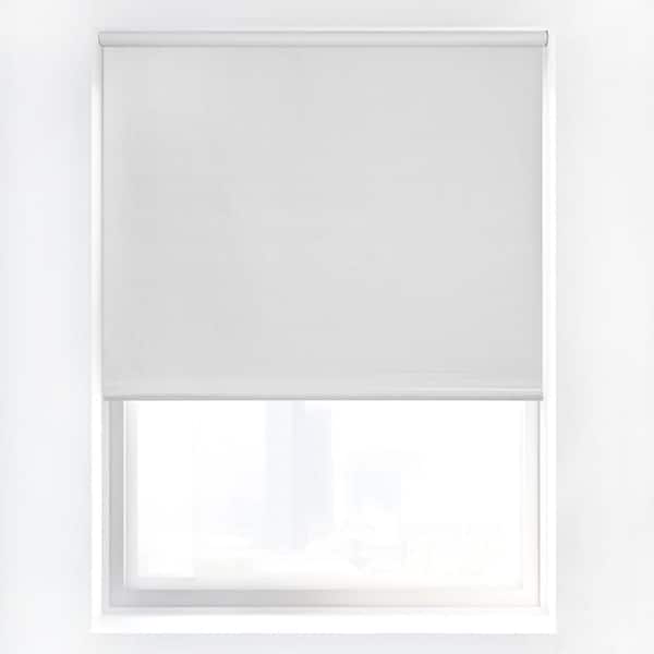 17 in. W x 64 in. L White Textured Cordless Blackout Privacy Vinyl Roller Shade