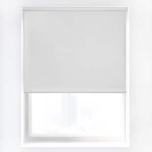 White Textured Cordless Blackout Privacy Vinyl Roller Shade 71 in. W x 64 in. L