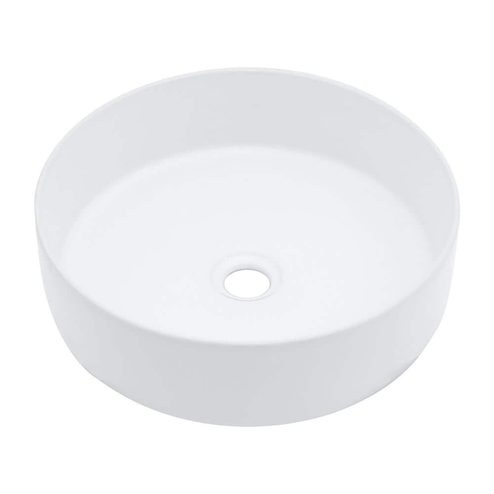 16" White Round Ceramic Vessel Bathroom Sink