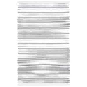 Kilim Ivory/Black 6 ft. x 9 ft. Striped Trellis Solid Color Area Rug