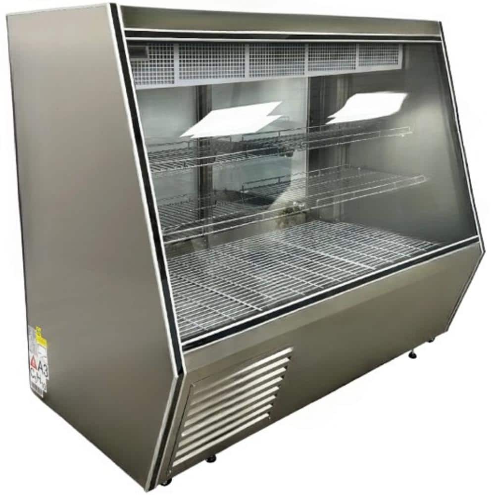 60.5 in. W 28.5 cu. ft. Commercial NSF Butcher Seafood Raw Meat Refrigerated Case EW28C in Stainless Steel