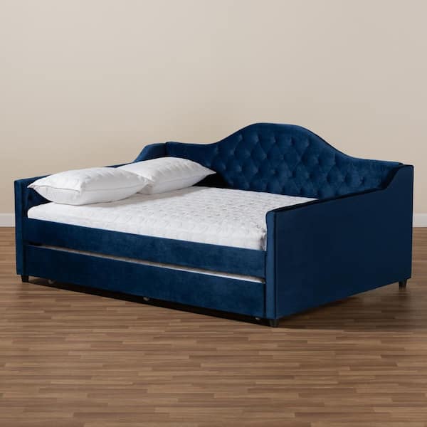 Baxton studio perry velvet on sale upholstered daybed with trundle