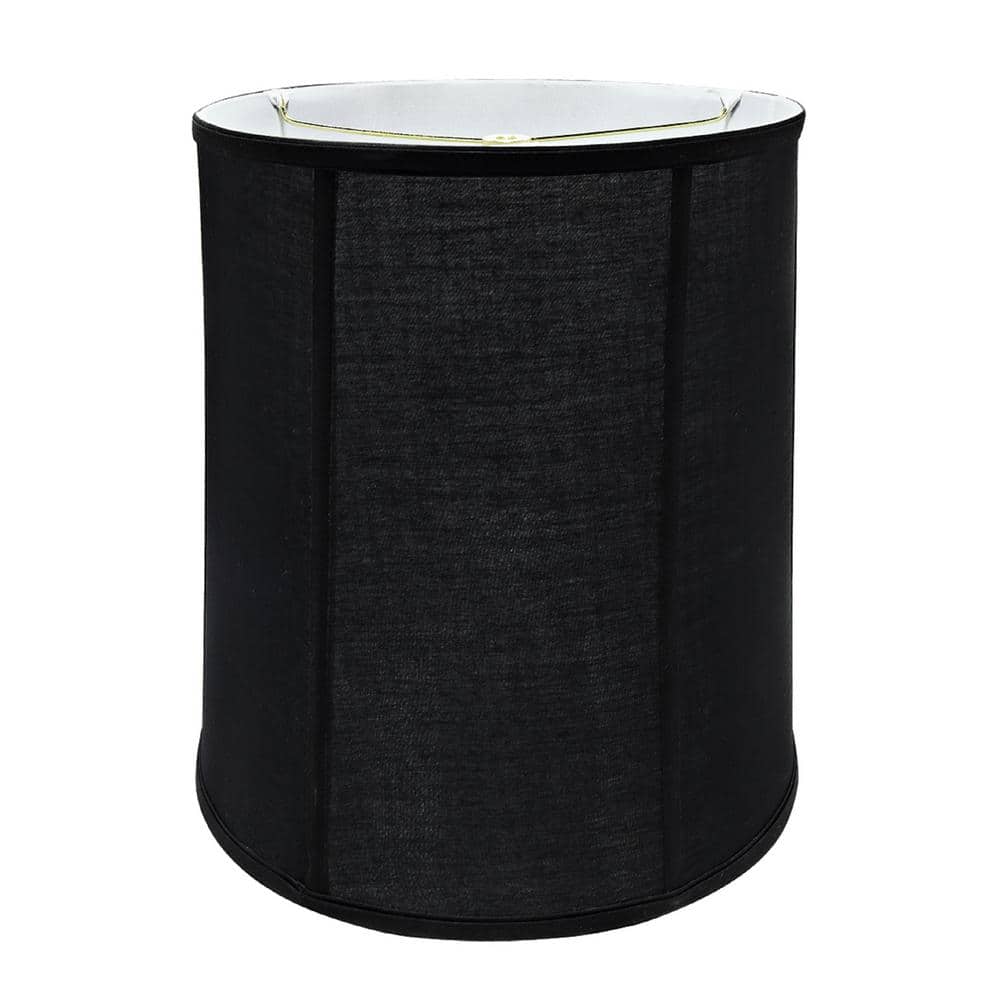Black Tetoron Cotton Empire Lamp Shade with Vertical Piping, 14" x 15"