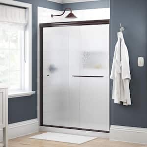 Traditional 60 in. x 70 in. Semi-Frameless Sliding Shower Door in Bronze with 1/4 in. Tempered Rain Glass