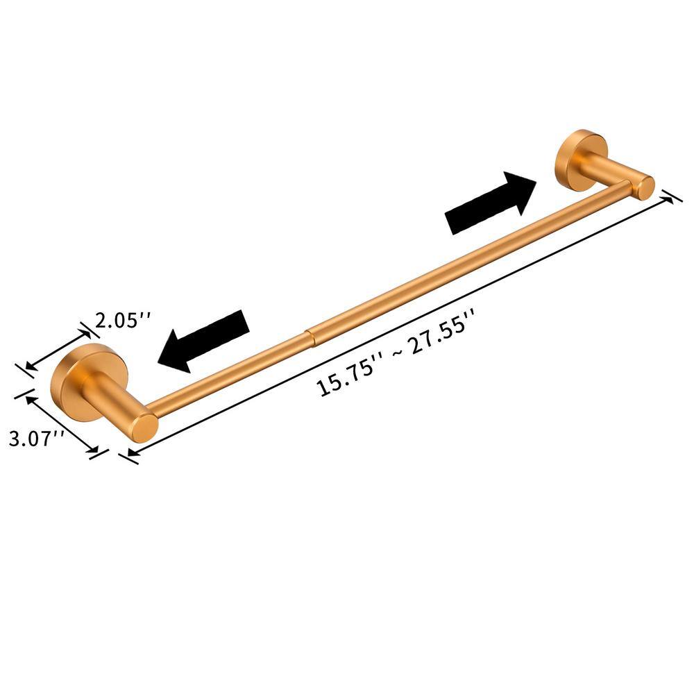 Adjustable Brushed Gold Stainless Steel Wall Mounted Towel Bar