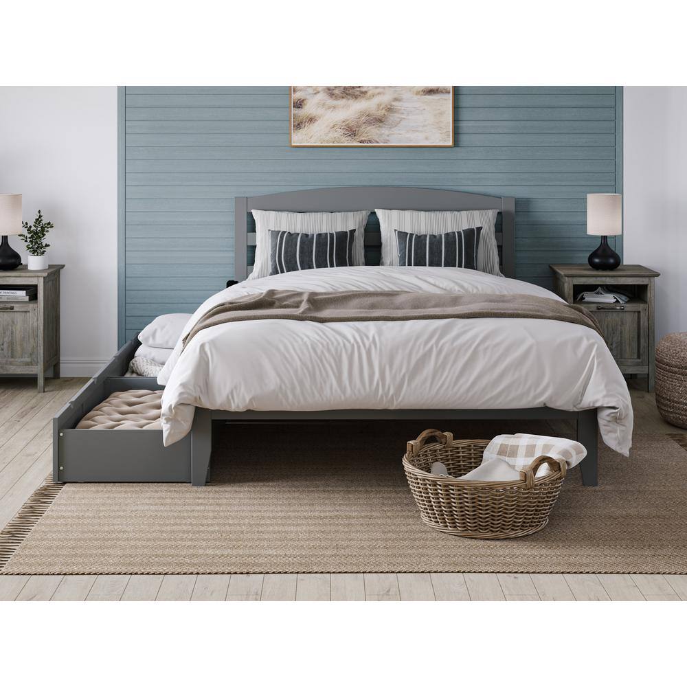 Warren Gray Queen Wood Platform Bed with Storage Drawers