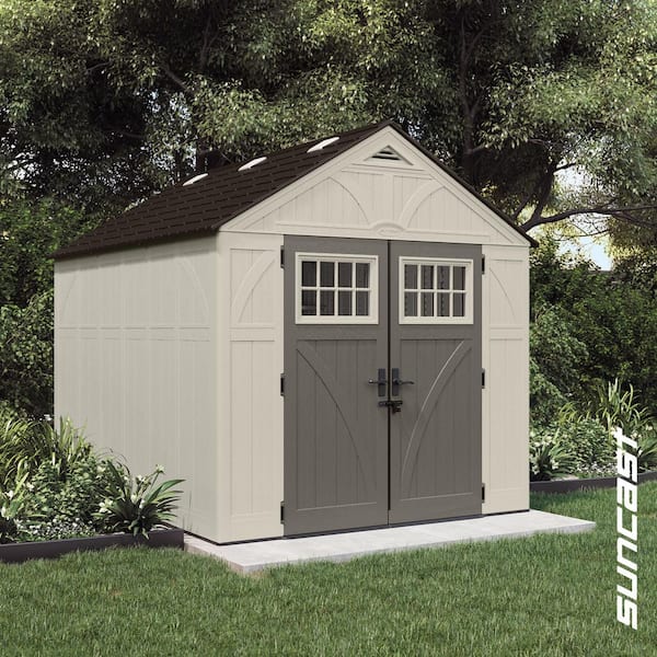 Tremont 8 ft. W x 10 ft. D Plastic Resin Storage Shed with Floor (70 sq. ft.) in Vanilla (Beige)