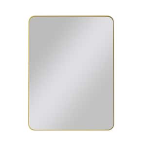 30 in. W x 40 in. H Rectangular Metal Framed Wall-Mount Bathroom Vanity Mirror in Golden