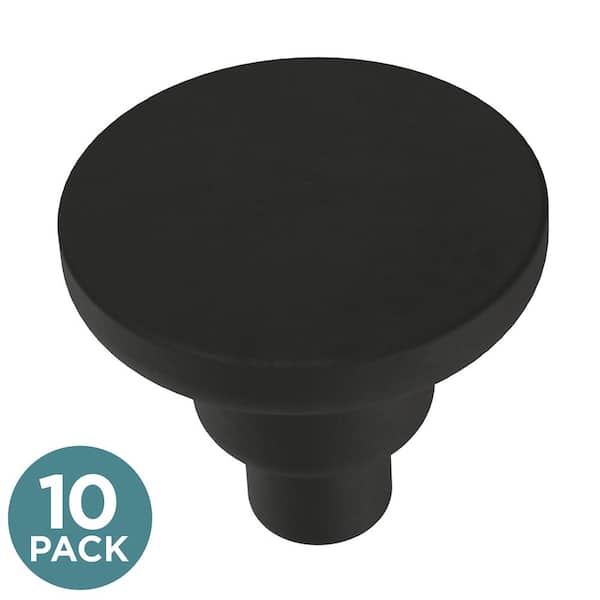 Liberty 10-Pack Art Deco Streamline Round 1-3/16 in. (30 mm) Modern Matte Black Cabinet Knobs