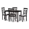 Baxton Studio Rosie 5-Piece Espresso Brown and Gray Dining Set 149-89608026-HD