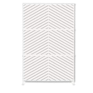 74 in. H x 47 in. W White Metal Privacy Screen Decorative Outdoor Divider with Stand for Deck Patio Balcony (Chevron)