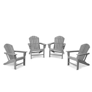 Gray 4-Piece Plastic HDPE Patio Conversation Set with Adirondack Chair