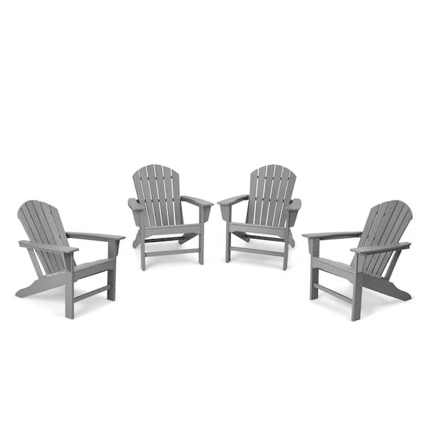 EDYO LIVING Gray 4-Piece Plastic HDPE Patio Conversation Set with Adirondack Chair