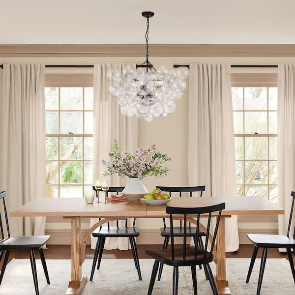 Y'INSP 8-Light Brass Bubble Globe Cluster Chandelier Ribbed