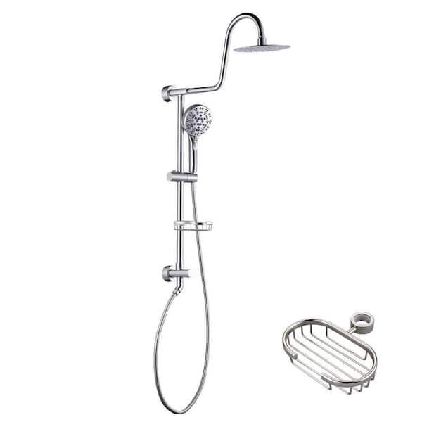 7-Spray Slide Wall Bar Shower Kit with Hand Shower with Soap Holder in Brushed Nickel (Valve Not Included)