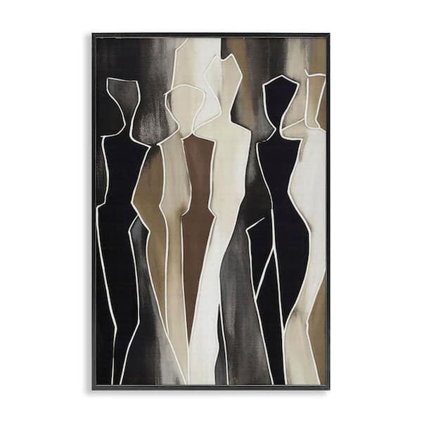 Stupell Industries Earthy People Silhouettes by LSR Creative Studio Black Framed Abstract Giclee Art Print 24 in. x 16 in.