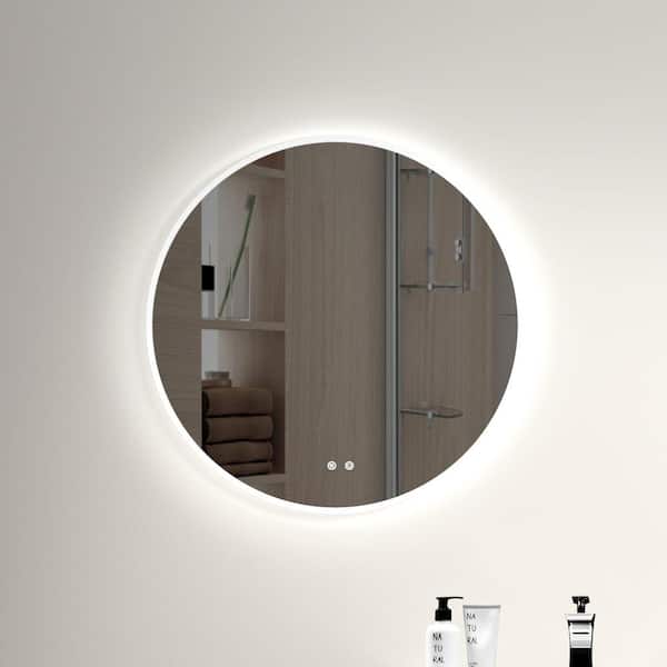 Staykiwi 20 in. W x 20 in. H Round Frameless Anti-Fog Wall Mounted Bathroom Vanity Mirror in White