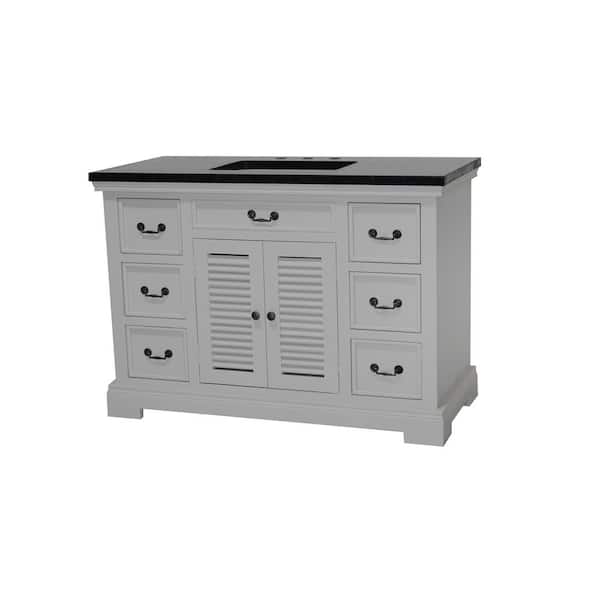 Unbranded 48 in. W x 22 in. D Bath Vanity in White with Granite Vanity Top in Black with White Basin