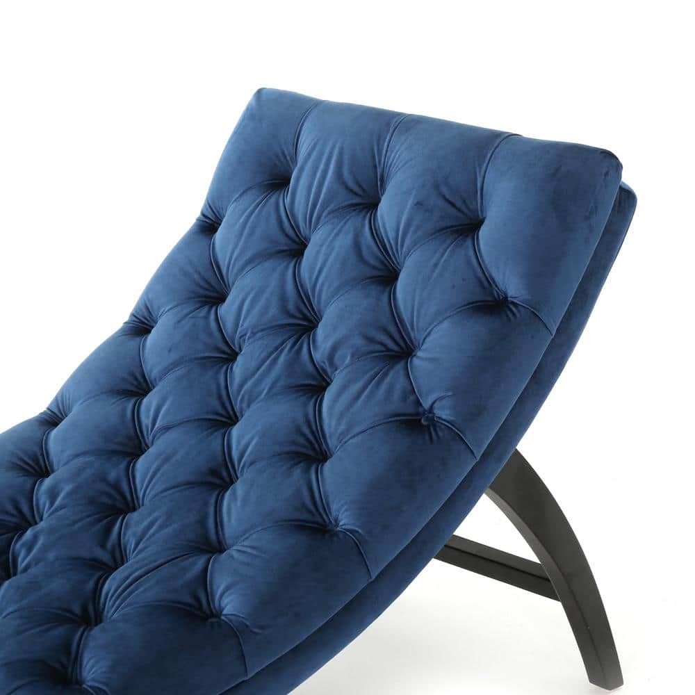 Elegant Gray Velvet Tufted Indoor Chaise Lounge