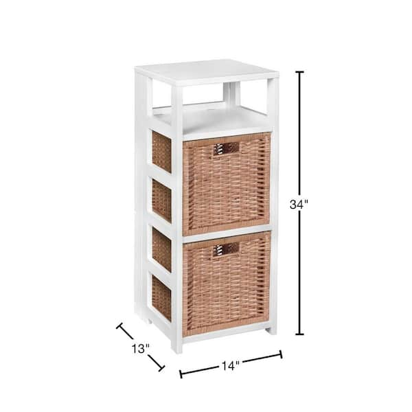 White Wood & Wicker Bathroom Drawer Unit - 3 Basket  Bathroom furniture  storage, White bathroom storage, Wicker bathroom storage