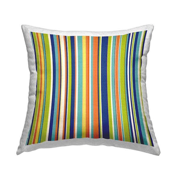 Stupell Industries Contemporary Stripes Mixed Hues Multi-Color Square Outdoor Throw Pillow